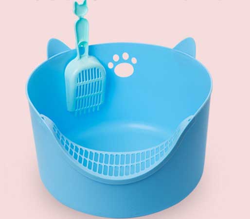 high sided cat litter tray blue