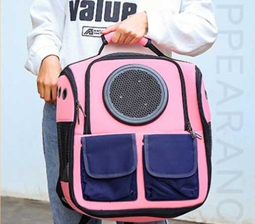 Backpack foldable pet bag pink